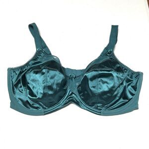 Goddess 40H Teal Satin Full Coverage Underwire Bra Womens Plus Size 40H
